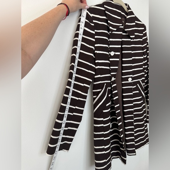 Isaac Mizrahi Brown & White Striped Blazer – Size 4 - Picture 12 of 17